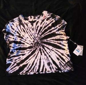 NWT black & white DKNY tye dye crop top sz XL
